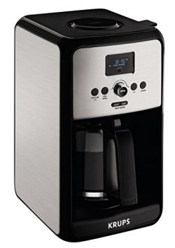 KRUPS EC3140  Programmable Digital Coffee Maker Machine with Stainless Steel Body and LED Contro ...