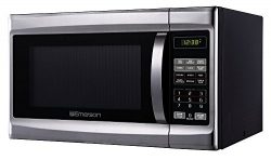 Emerson 1.3 CU. FT. 1000 Watt, Touch Control, Stainless Steel Front, Black Cabinet Microwave Ove ...