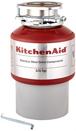 KitchenAid KCDI075B 3/4 hp Continuous Feed Food Waste Disposer, Red