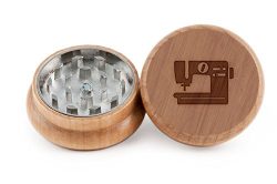 GRINDCANDY Spice And Herb Grinder – Laser Etched Sewing Machine Design – Manual Oak  ...