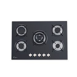 Empava 30″ Black Tempered Glass 5 Italy Sabaf Burners Stove Top Gas Cooktop EMPV-30GC5QB