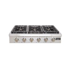 Kucht KRT3618U 36″ Professional Series Gas Range-Top with 6 Sealed Burners Black Porcelain ...