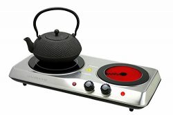 Ovente Countertop Burner, Infrared Ceramic Glass Double Plate Cooktop, Indoor and Outdoor Portab ...