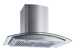 Winflo New 30″ Convertible Stainless Steel/Tempered Glass Wall Mount Range Hood with Stain ...