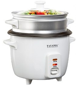 Tayama RC-8 Rice Cooker with 8 Cup Steam Tray, White