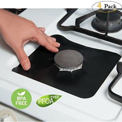 Gas Range Protectors,Non-Stick Reusable Stove Burner Covers -0.01″ Thin 10.6” x 10.6” Blac ...