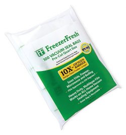 100 Pack – Freezer Fresh Quart Size Commercial Grade Vacuum Seal Individual Bags. Food Storage B ...