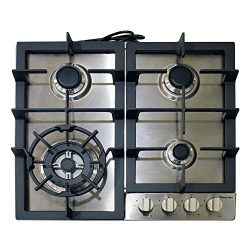 Magic Chef MCSCTG24S 24″ Gas Cooktop with 4 Burners, Stainless Steel