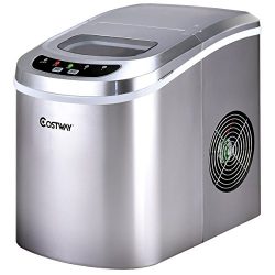 Costway Portable Compact Electric Ice Maker Machine Counter Top, Mini Cube 26lb of Ice Daily (Si ...