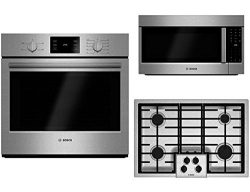 Bosch 3-Piece Stainless Steel Package with HBL5351UC 30″ Electric Single Wall Oven, NGM505 ...