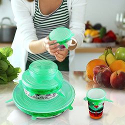 YJYdada 6pcs/Set Kitchen Silicone Fruit Food Fresh Cover Saver Covers Dishwasher Microwa (Green)