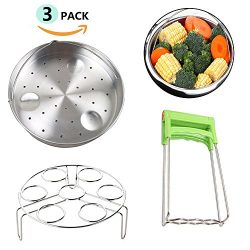 Stainless Steel Stackable Steamer Basket Rack Set 3 Pieces Pressure Cooker Steaming Stand For Ki ...