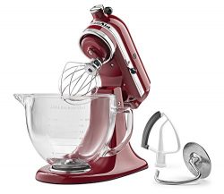 KitchenAid KSM105GBCER 5-Qt. Tilt-Head Stand Mixer with Glass Bowl and Flex Edge Beater –  ...