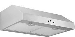 Ancona 450 CFM Stainless Steel 9.75-Inch High Under Cabinet Range Hood with Square Buttons, 30-Inch