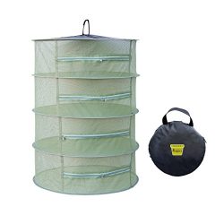 Magarz 4 Layer Drying Rack Net Hanging Collapsible Solar Dehydrator with zipper (green)