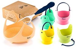 Instant Pot Accessories by Skoo. Silicone Vegetable Steamer Basket, Egg Poachers and Fork. Egg C ...