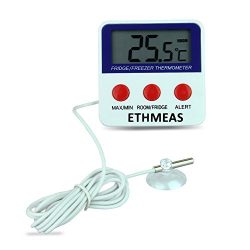 ETHMEAS Digital Refrigerator Fridge Thermometer, Freezer Room Thermometer with High and Low Alar ...