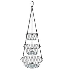 Tai-ying 3 Tier Wire hanging fruit baskets，Vegetable or Fruit hanging basket Kitchen Storage Ha ...