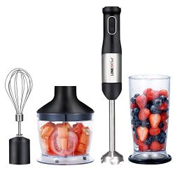 Hand Blender 3 in 1 600 W 20 Speed, 500ml Food Processor, 800ml Beaker, Egg Whisk, Robust Stainl ...