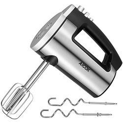 Aicok Hand Mixer 6 Speed Classic Stainless Steel Mixer Ultra Power Electric Mixer with Turbo and ...