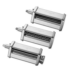 Gvode Kitchen 3-Piece Pasta Roller and Cutter Set for KitchenAid Stand Mixers,Stainless Steel