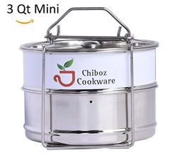 Instant Pot Accessories 3 qt Mini Stackable Stainless Steel Pressure Cooker Insert Pans with Sli ...