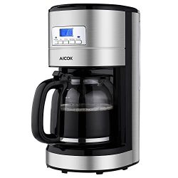 Aicok Coffee Maker 12 Cups, Programmable Coffee Maker with Timer, Coffee Pot, and Reusable Filte ...