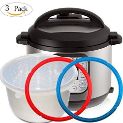 Instant Pot 2 Pcs Replacement Silicone Sealing Rings and Instant Pot Silicone Lid Cover，5 or 6  ...