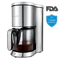 Coffee Maker, HAMSWAN AD-103 Drip Coffee Machine Anti-Drip Device Auto-Thermal 10-Cup Carafe for ...