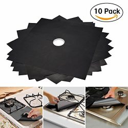 Gas Stove Burner Covers (10PCS)，ZOTO 10.6” x 10.6” Custom Fit Gas Range Protectors, Reusable No ...