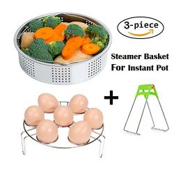 Steamer Basket for 5/6/8 qt Instant Pot Accessories and Pressure Cooker Accessories with Egg Ste ...