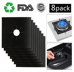 Stove Burner Covers , Gas Stove Protectors Black 0.2mm Double Thickness, Reusable, Non-Stick, Fa ...