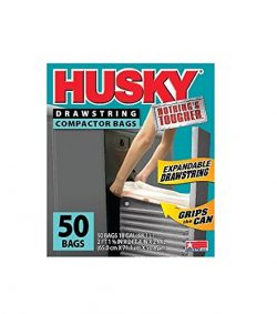 Poly America Husky HK18XDS050W Drawstring Compactor Bag (50/Pack), 18 Gallon, 2 Boxes