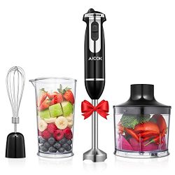 Aicok Immersion 4-in-1 Stick Blender with 6 Speed Control, Powerful Hand Mixer Sets Include Chop ...