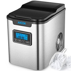 Aicok Ice Maker, Counter Top Ice Maker Machine, Portable, Stainless Steel, 2 Quart Water Tank, G ...