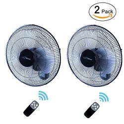 iPower HIFANXWALLDIGITX2 2-Pack Heavy Duty Quiet 16-Inch Digital Wall Mount Oscillating Fan with ...