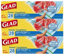 Glad Freezer Plastic Zipper Bags, Gallon, 3 pack – 28 Count