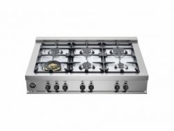 Bertazzoni CB36M600 36 Inch Wide Built-In Gas Range Top with 18000 BTU Dual Zone, Stainless Steel