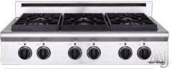 American Range Legend Series 36 Inch Pro-Style Gas Rangetop with 4 Sealed Burners, 11 Inch Gridd ...