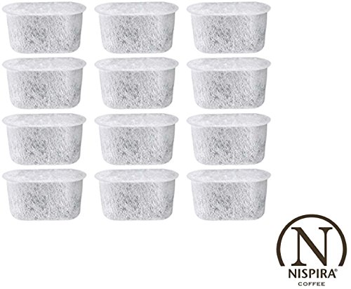 12 NISPIRA Replacement Activated Charcoal Water Filters for Coffee Machines, Compared to Cuisina ...
