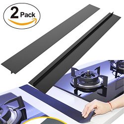 BRILLIFE Kitchen Silicone Stove Counter Gap Cover, 2Pcs Long & Wide Gap Filler 21″X1/2 ...