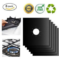6-Pack Reusable Gas Stove Burner Covers Non-stick Stovetop Burner Liners Gas Range Protectors fo ...