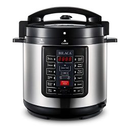 BILACA Programmable Pressure Cooker 6 Quart 1000W 9-in-1 Multi-Use Electric Pressure Cooker, Ric ...