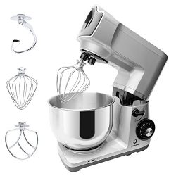 POSAME Stand Mixer 600W 6-Speed 5-Qt Tilt-Head Staving Varnish Kitchen Mixer with C-shaped Dough ...