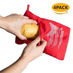 4 Pack of Reusable Microwave Potato Cooker Potato Pouch Cooker Red Microwave Potato Cooker Bag P ...
