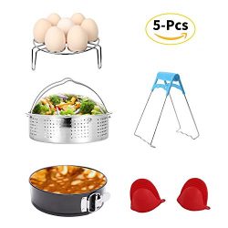 Instant Pot Accessories Set with Steamer Basket/Egg Steamer Rack/Non-stick Springform Pan/Steami ...