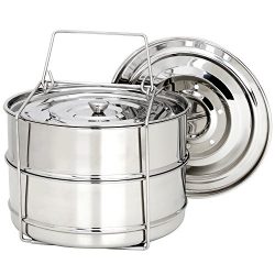 Stackable Steamer Insert Pans for Instant Pot Accessories 6/8 qt – SECITE Stainless Steel  ...