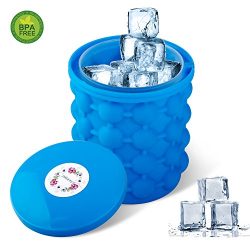 SHEEFLY Ice Cube Maker Genie, BPA-free Dual-use Ice Cube Maker, Space Saving Silicon Ice Bucket  ...