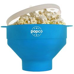 The Original POPCO Silicone Microwave Popcorn Popper with Handles BPA free (Light Blue)