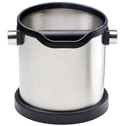 Stainless steel knock box and coffee grind container for portafilter espresso machine. Large sho ...